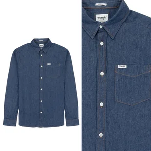 Wrangler 1 POCKET SHIRT Dark Indigo KOSZULA JEANSOWA LEKKI DżINS REGULAR XL - Koszule męskie - miniaturka - grafika 1