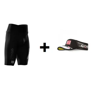 COMPRESSPORT Trailowe spodenki kompresyjne TRAIL RUNNING UNDER CONTROL V3 czarne + COMPRESSPORT Daszek Ultralight Visor - Spodnie sportowe damskie - miniaturka - grafika 1