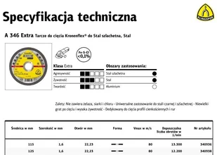 Klingspor Tarcza Do Cięcia Metalu 115mm x 1,6mm x - Tarcze do pił - miniaturka - grafika 2