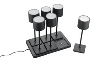 Lampy ogrodowe - RL Light FERNANDEZ R54096632 zestaw 6 szt czarnych lamp stolikowych LED 1,5W CCT IP54 ładowarka w komplecie - miniaturka - grafika 1