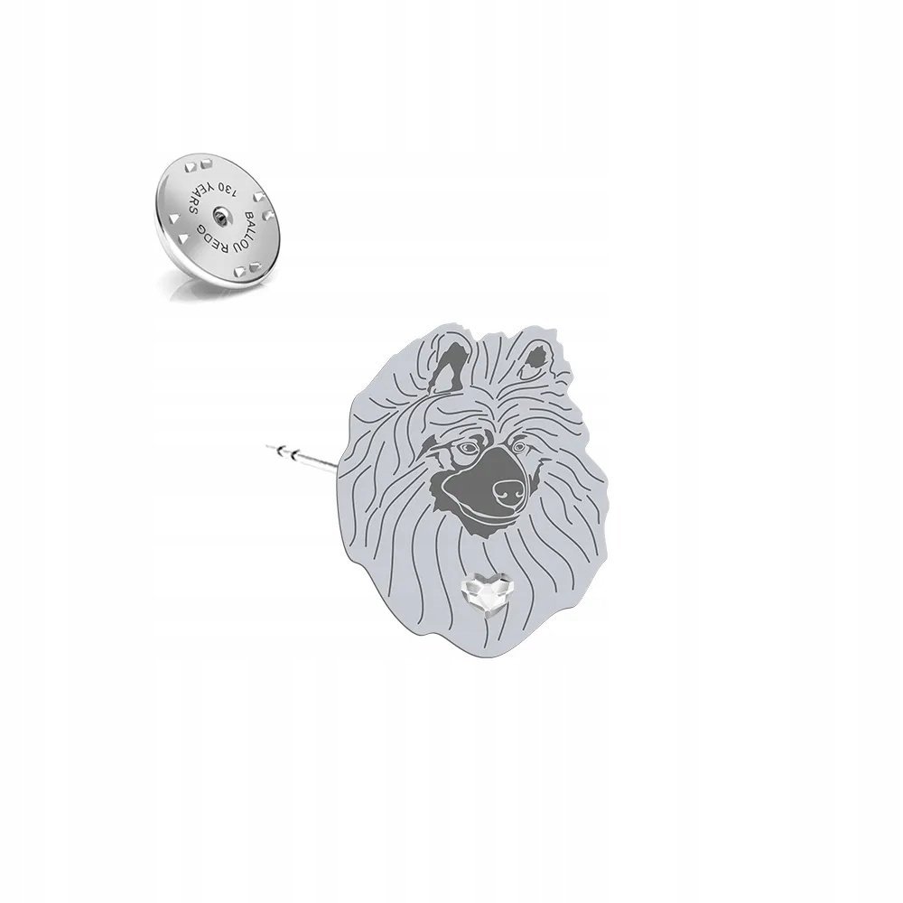 Wpinka Srebrna z psem Szpic Wilczy 925 Prezent Kobieta DEDYKACJA GRATIS