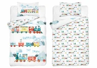 Pościel dla dzieci - Pościel bawełniana do łóżeczka 100x135 5507b pociągi - miniaturka - grafika 1