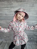 Płaszcze damskie - Kurtka Płaszcz softshellowy dziecięcy zajączek i róże rozmiar 128 - miniaturka - grafika 1
