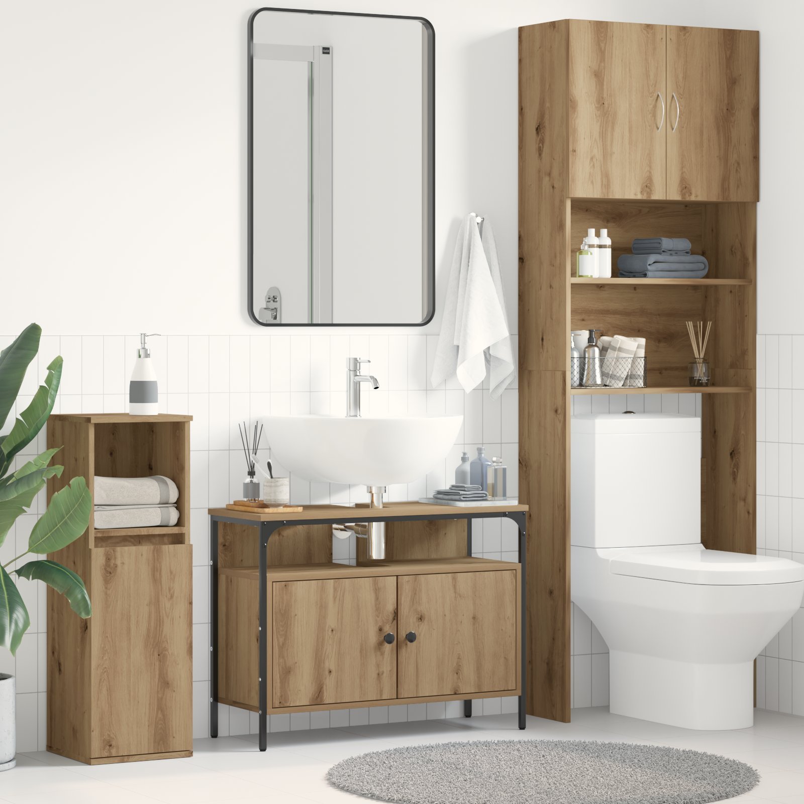 vidaXL Szafka pod umywalkę Artisan Oak 80x30x60 cm z materiału inżynieryjnego