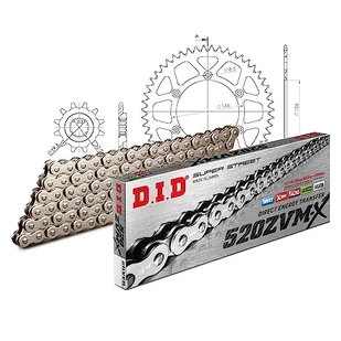 Zestaw łańcuchów DID Alu 520ZVM-X / 112 nitowy zamek czarny do Suzuki DR-Z 250 ccm rok prod. 2001-2010 - Części motocyklowe - miniaturka - grafika 1