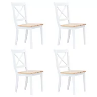 Krzesła - vidaXL Krzesła jadalniane, 4 szt., biało-brązowe, drewno kauczukowca - miniaturka - grafika 1