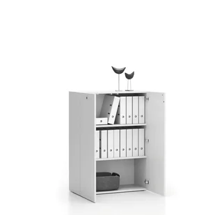 B2B Partner Szafka biurowa niska SEGMENT, zamykana, 2 półki, 840 x 370 x 1140 mm, biała 611636 - Szafki biurowe - miniaturka - grafika 1