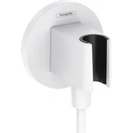 Akcesoria do armatury i ceramiki - Hansgrohe FixFit S przyłącze kątowe z uchwytem prysznicowym biały mat 26888700 - miniaturka - grafika 1