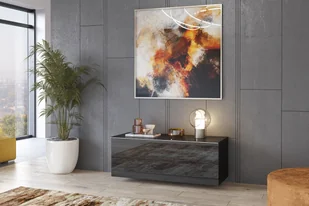 Komoda modułowa RTV uchylna Helio 41 - czarny / czarne szkło - Szafki RTV - miniaturka - grafika 6