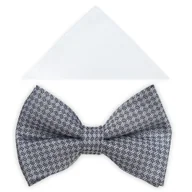 Krawaty i muchy męskie - Jasnoszara mucha w geometryczny wzór A420 - miniaturka - grafika 1