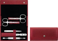 Akcesoria do paznokci - Akcesoria do manicure Classic Inox czerwone z nożyczkami w skórzanym etui 5 el. - miniaturka - grafika 1