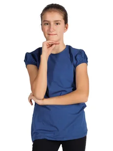Koszulka dziewczęca t-shirt bawełniany ciemnoniebieski 122-128 YOCLUB - Koszulki dla dziewczynek - miniaturka - grafika 1