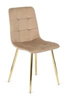 Krzesła - Beżowe welurowe krzesło pikowane glamour - Patrix - miniaturka - grafika 1