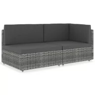Sofy ogrodowe - VidaXL Sofa modułowa 2-osobowa, rattan PE, szara 49524 - miniaturka - grafika 1