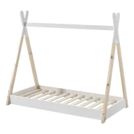 Łóżka dla dzieci i młodzieży - Białe/naturalne łóżko dziecięce w kształcie domku 70x140 cm Tipi - Vipack - miniaturka - grafika 1