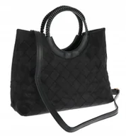 Torebki damskie - Torebka zamszowa damska kuferek Listonoszka elegancka mała 4192 Czarna - miniaturka - grafika 1