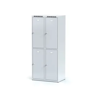 Alfa 3 Metalowa szafka ubraniowa 4-drzwiowa, drzwi szare, zamek obrotowy 1261743 - Szafki BHP - miniaturka - grafika 1