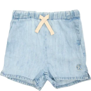 Calvin Klein Jeans Jeansowe szorty Regular Fit z dodatkiem lnu - Spodnie i spodenki dla dziewczynek - miniaturka - grafika 1