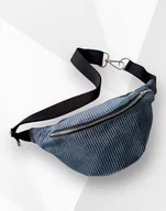 Nerki - Nerka saszetka z kieszonką sztruksowa niebieska ciemna - miniaturka - grafika 1