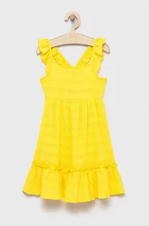 Sukienki - Mayoral Mayoral sukienka dziecięca kolor żółty mini rozkloszowana - grafika 1