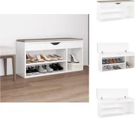 Szafki na buty - vidaXL Ławka na buty z poduszką biała 104x30x49 cm Materiał drewnopochodny - Stojaki i szafki na buty - miniaturka - grafika 1