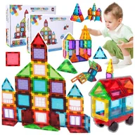 Klocki - DUŻE Klocki Magnetyczne 3D Konstrukcyjne Magnetic Tiles 90 el. Edukacja - miniaturka - grafika 1