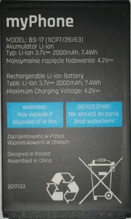 Bateria myPhone Oryginalna Bs-17 Hammer 3/3+ 900Ma - Baterie do telefonów - miniaturka - grafika 1