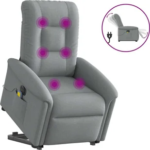 Podnoszony fotel masujący, elektryczny, rozkładany, jasnoszary - Fotele - miniaturka - grafika 1