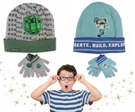 Czapki dla dzieci - Komplet czapka dziecięca+rękawiczki Minecraft 54 - miniaturka - grafika 1