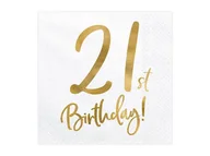 Urodziny dla dorosłych - PartyDeco "Serwetki 21st Birthday, biały, 33x33cm (1 op. / 20 szt.)" SP33-77-21-008 [15348244] - miniaturka - grafika 1