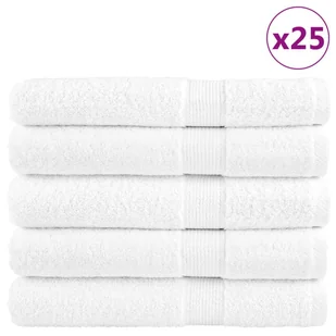 vidaXL Ręczniki premium, 25 szt., białe, 100x200 cm, 600 g/m2, bawełna - Ręczniki - miniaturka - grafika 1