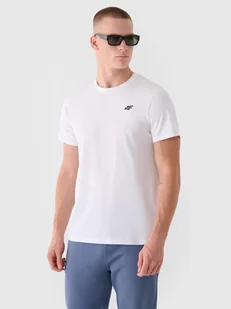 T-shirt męski 100% bawełna 4F 4FWMM00TTSHM2256-10S Biały - Koszulki męskie - miniaturka - grafika 1