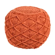 Pufy i podnóżki - Puf makrama ⌀ 40 cm pomarańczowy BERKANE - miniaturka - grafika 1
