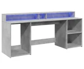 Biurka - Podświetlane biurko 200 cm betonowa szarość P5-E55 - miniaturka - grafika 1