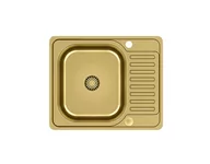 Zlewozmywaki - Quadron Kevin Zlewozmywak stalowy jednokomorowy 58x48 cm złoty PVD HD5848PVDBSG1_K - miniaturka - grafika 1