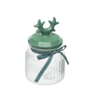 Pojemniki kuchenne - Pojemnik do przechowywania Relief 650 ml z ceramiczną pokrywką Rogi Zielone - miniaturka - grafika 1