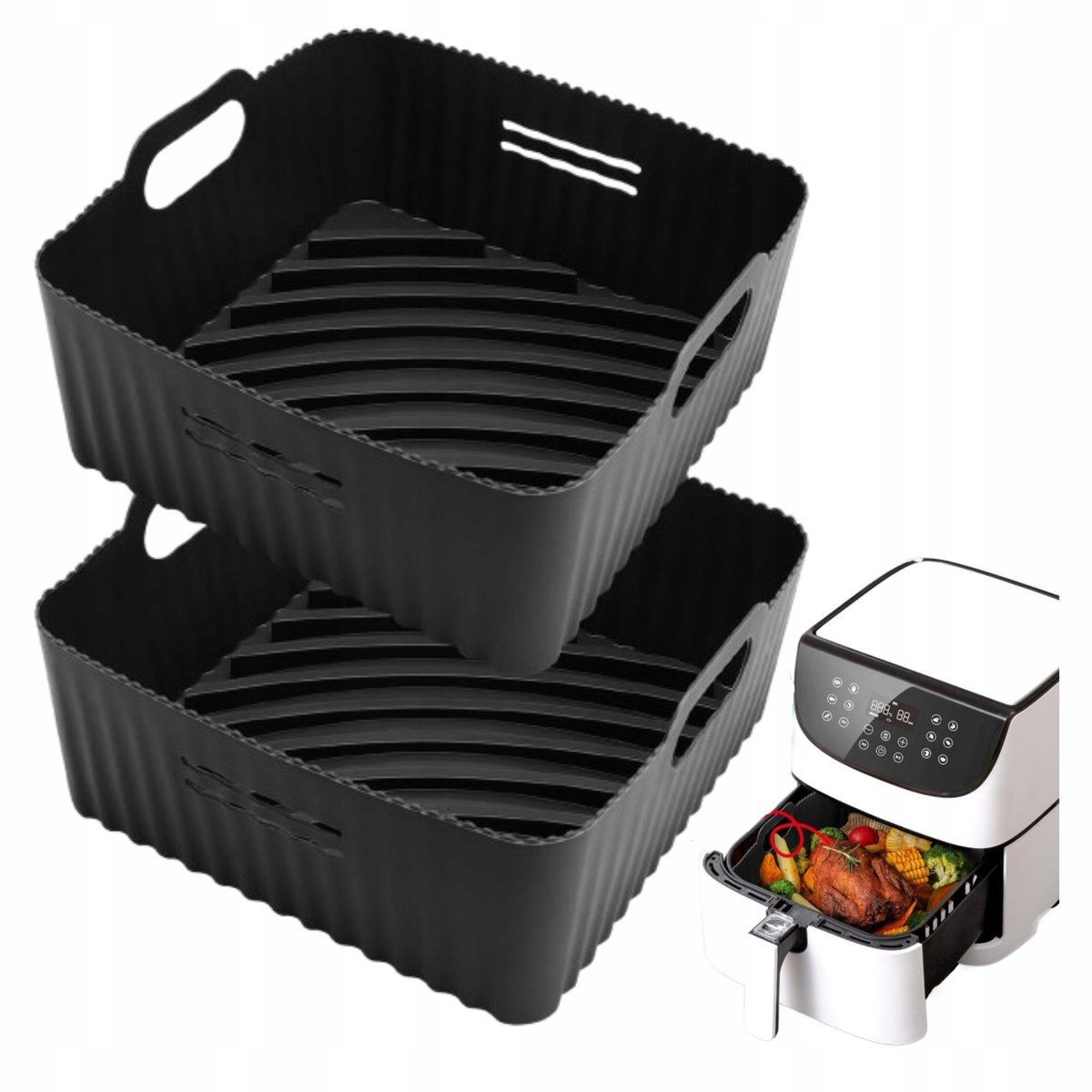 Silikonowa Forma Airfryer Foremka Beztluszczowy Wklad 2 Szt Do Frytkownicy