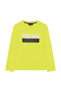 Bluzki dla chłopców - Dkny longsleeve bawełniany dziecięcy kolor zielony z nadrukiem - DKNY - grafika 1