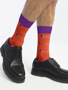 Skarpetki Happy Daschund - Zadowolony Jamniczek - Skarpetki męskie - miniaturka - grafika 1