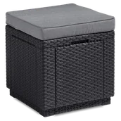 Pufy i podnóżki - Allibert Allibert praktyczna pufa ze schowkiem w kolorze grafitowym 213785 - miniaturka - grafika 1