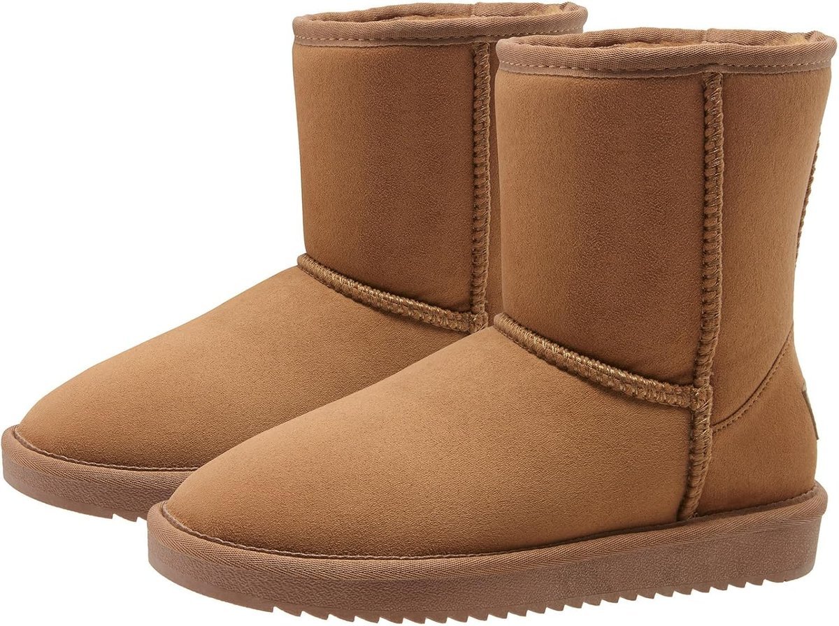 OutPro Damskie Śniegowce Buty Zimowe Slip On Ocieplane Botki Brązowe 40