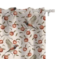 Zasłony - Zasłona AUTUMN wzór AT27 | jesienne ptaki i jabłka 150 x 150 cm tkanina zaciemniająca - miniaturka - grafika 1