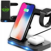 Ładowarki do telefonów - Ładowarka indukcyjna magnetyczna do IPHONE 12 13 14 15 APPLE WATCH 3w1 15W - miniaturka - grafika 1