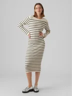 Sukienki - Vero Moda Sukienka dzianinowa Gold 10290663 Écru Slim Fit - miniaturka - grafika 1