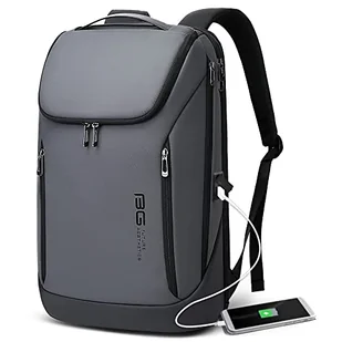 BanGe Biznesowy inteligentny plecak, wodoodporny, pasuje do 15,6-calowego plecaka na laptopa z portem ładowania USB, trwały plecak podróżny, szary, Medium(grey), Moda - Torby na laptopy - miniaturka - grafika 1
