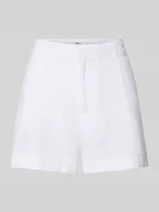 Spodenki damskie - Szorty lniane o kroju regular fit z zakładkami w pasie - miniaturka - grafika 1