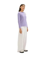 Koszulki i topy damskie - TOM TAILOR Denim Damska koszulka z długim rękawem, 32576 - Lilac White Stripe, S - miniaturka - grafika 1