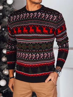 Swetry męskie - Sweter męski świąteczny czarny Dstreet WX2163 - grafika 1