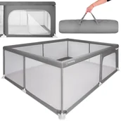 Łóżeczka i kojce - Duży Kojec Dziecięcy Łóżeczko Plac Zabaw Z Podłogą Suchy Basen 150X200 Szary Sun Baby - miniaturka - grafika 1