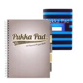 Zeszyty szkolne - Zestaw kołozeszyt w kratkę A4 100k z przekładkami brązowy Pukka Pads + Zeszyt Flex Pad B5 niebieski - miniaturka - grafika 1